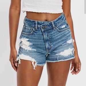 High rise Crossover Jean Shorts